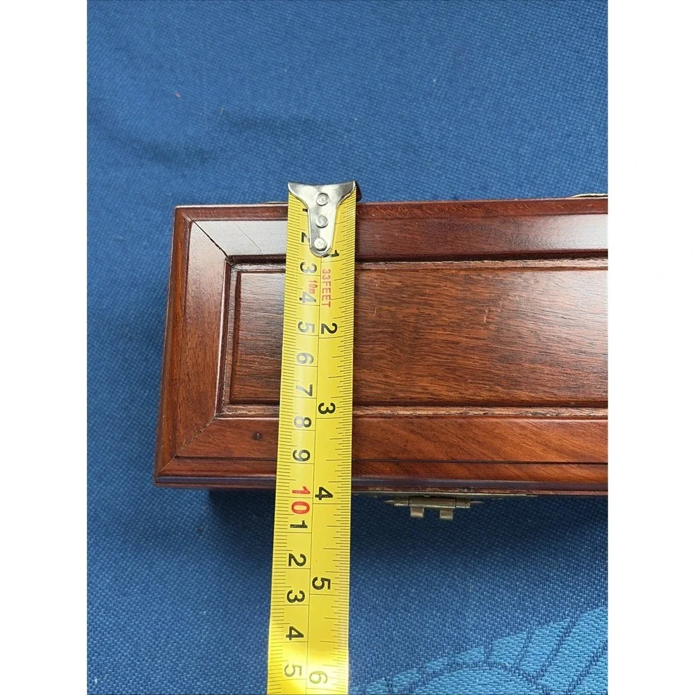 Vtg Chinese Rosewood Jewelry Box w/ Brass Latch & Dovetail Joints 7